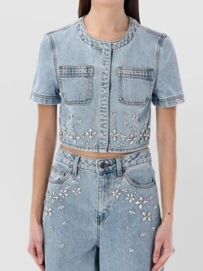 Self-Portrait Blue Embellished Denim Jacket